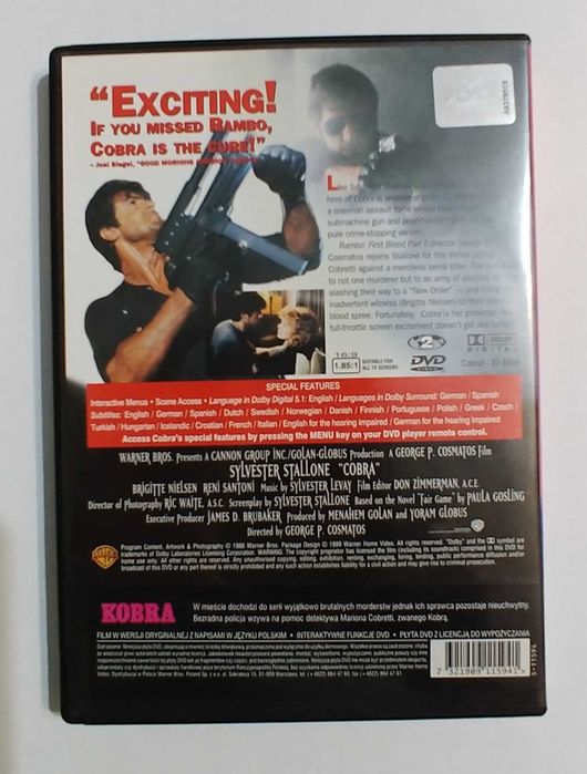 Cobra film dvd -Stallone. Unikat
