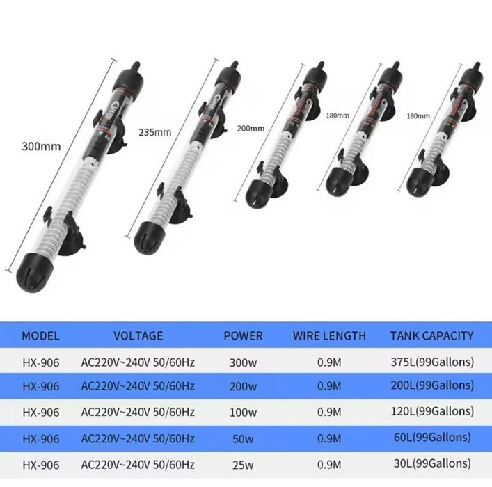 Погружной нагреватель для аквариума 200W-300W 220V