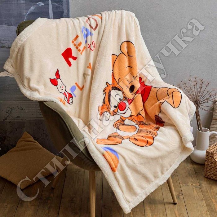 Велюрове подвійні дитячі пледи з овчиною 100х160