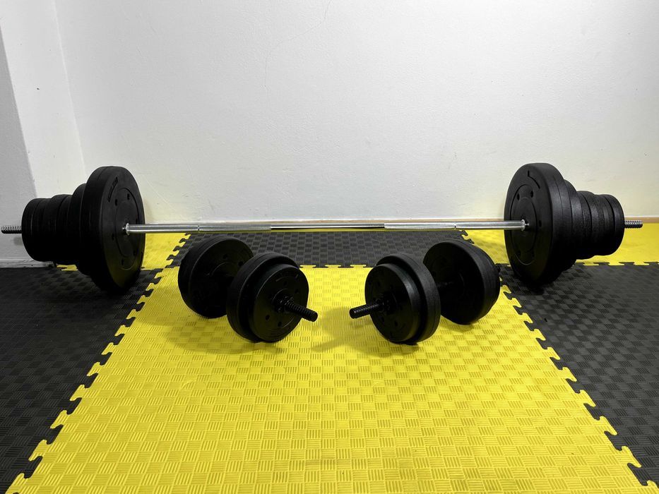 Zestaw Do Ćwiczeń 100kg Hantle Siłownia Atlas Ławka Obciążenie Sztanga