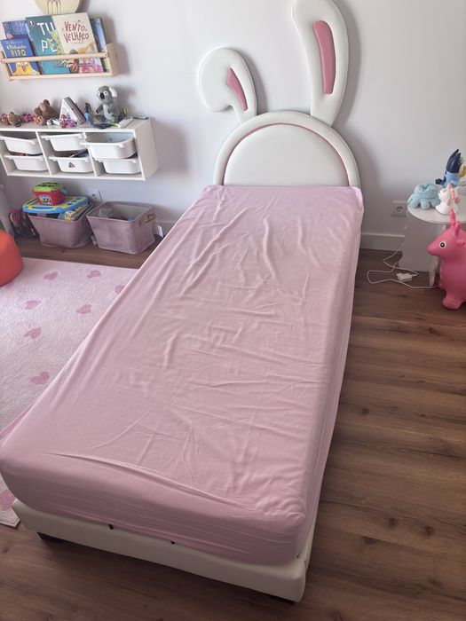 Cama coelho infantil mais barras de segurança  mais colchão
