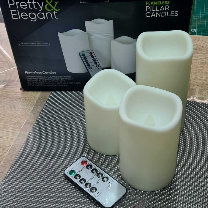 Conjunto de 3 Velas LED de coluna sem chama