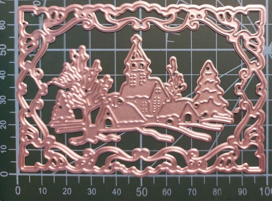 1822. Wykrojnik ramka zimowy krajobraz scrapbooking