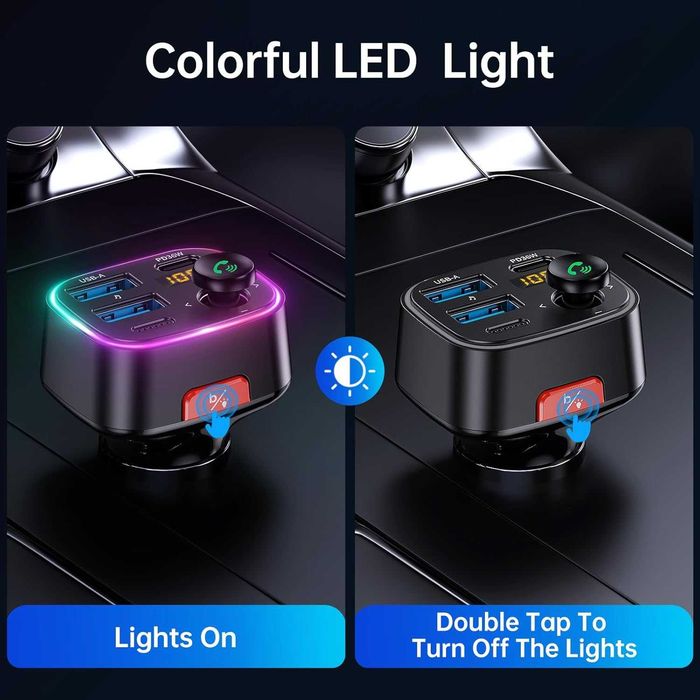 Transmiter Syncwire FM Bluetooth 5.4 USB PD RGB Ładowarka 48W