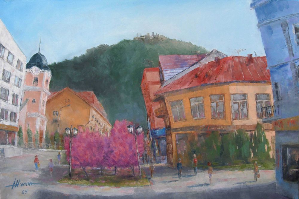 Жупан І.М. 2024 р "Хуст в об'єктиві" олія, холст 80-120 см.