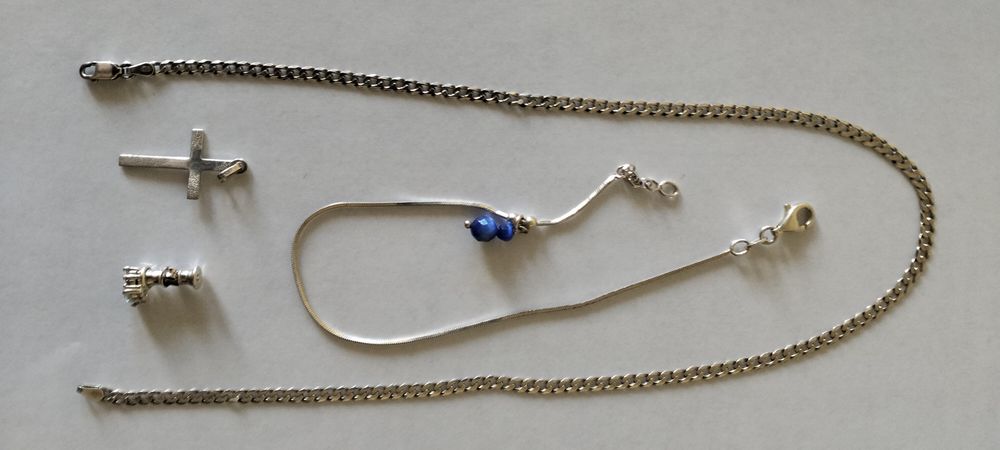 Srebrne akcesoria Łańcuszek Brazoletka krzyżyk kolczyk srebrne  925