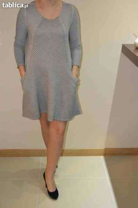 Sukienka O la la La Mania Pikowana dresowa tunika szara super Siwiec