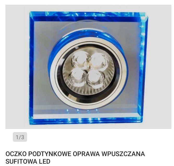 Oprawa stropowa , kwadrat niebieski LED NOWA