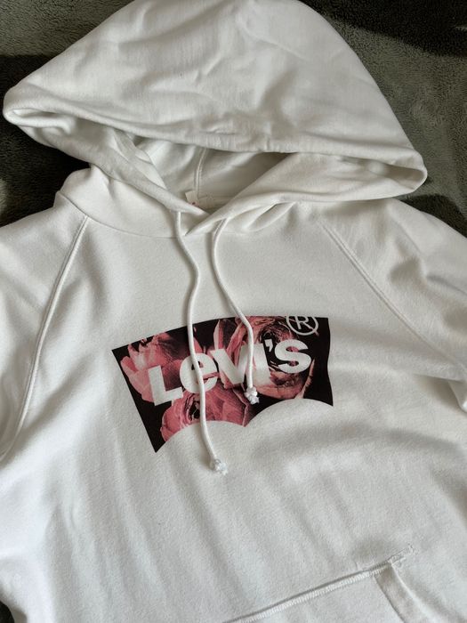 Bluza z kapturem z nadrukiem z logo - biały LEVIS