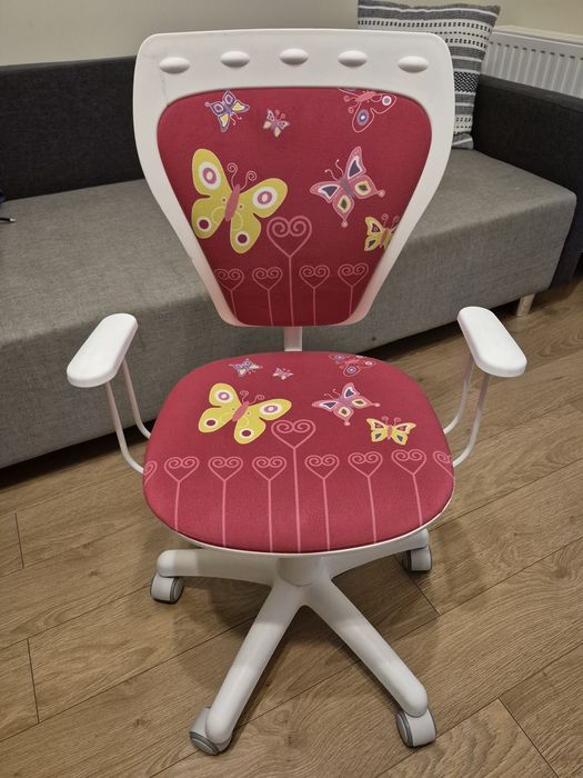 Krzesło obrotowe szkolne ministyle white butterfly
