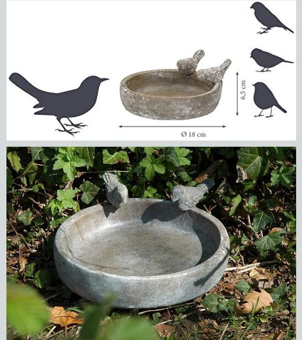 dobar® Klasyczne Poidło dla Ptaków - Oaza Basenowa, Kąpiel z Cementu
