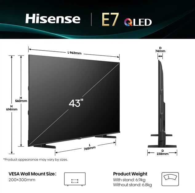 QLED телевізор Hisense 43E7Q Нова модель