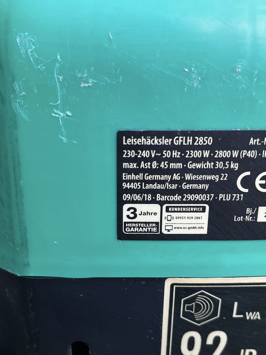 Rozdrabniacz do galęzi frezowy z koszem max. 2800W sprawny