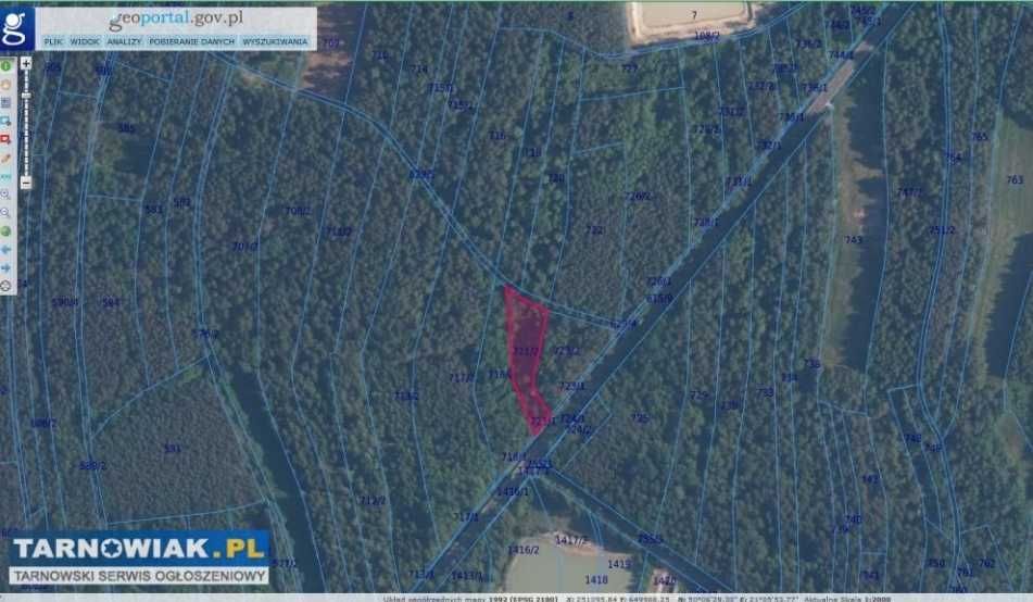 Działka zalesiona Stare Żukowice przy DW984