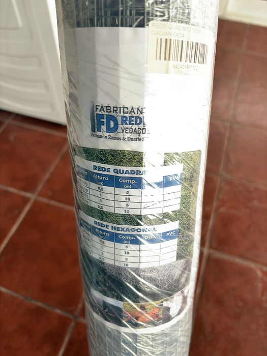Rolo de Rede Quadrada Galvanizada 1m x 5m (NOVO)
