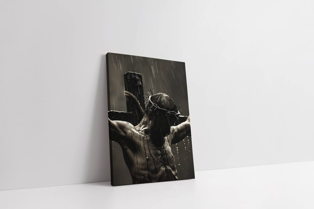 Obraz na płótnie Jezus Chrystus w koronie cierniowej na krzyżu 90x120