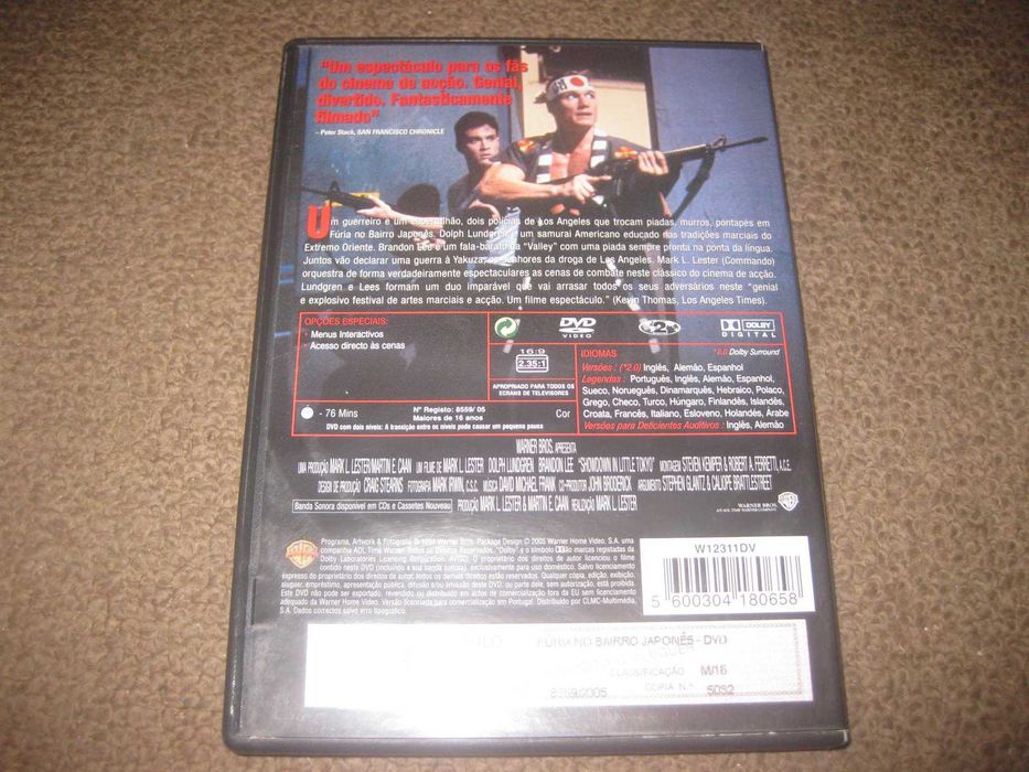 DVD "Fúria no Bairro Japonês" com Dolph Lundgren/Raro!