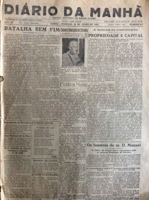 Diário da manhã, 1932. Número dedicado  às  Maravilhas da Costa do Sol