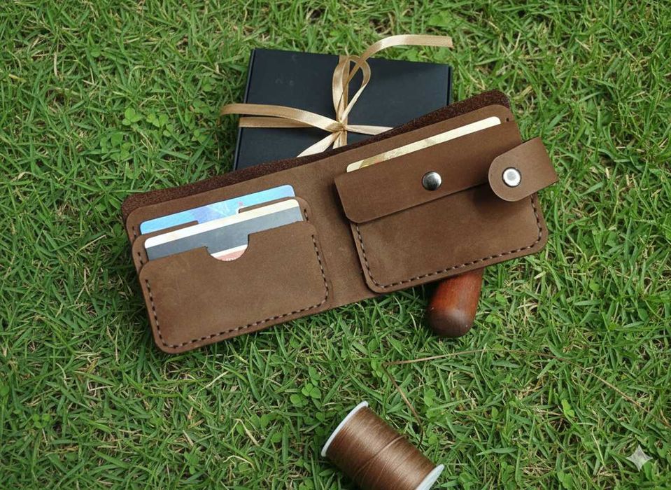 Portfel skórzany męski ręcznie robiony z naturalnej skóry zapinany