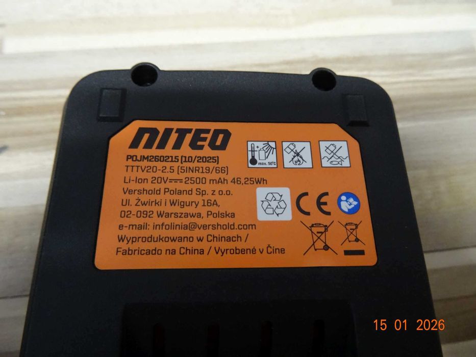 NITEO zestaw ładowarka + akumulator 4AH + akumulator 2,5AH