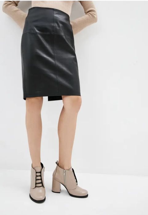 Черевики шкіряні, ботинки, ботильоны, кожа, каблук, деми, зима