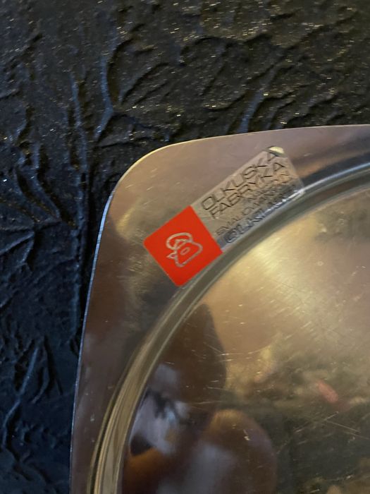Taca gastronomiczna kelnerska metalowa Olkusz retro vintage prl
