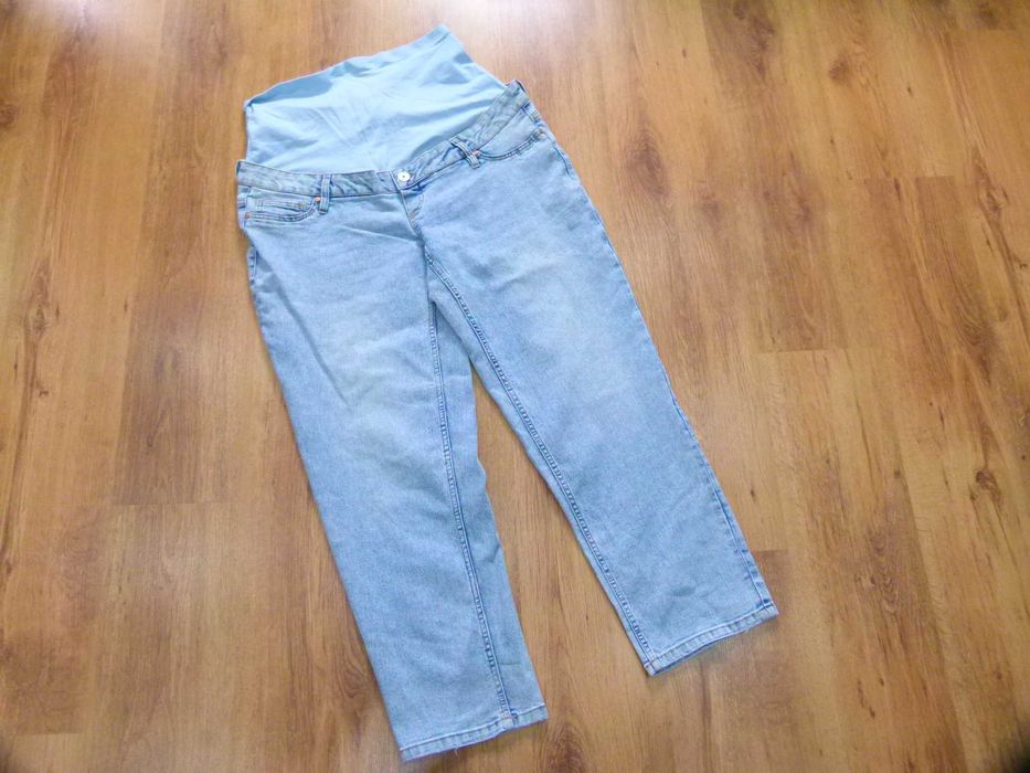 Nowe Esmara spodnie ciążowe rozm 44 XXL model Straight Fit jasny jeans z pasem na brzuch