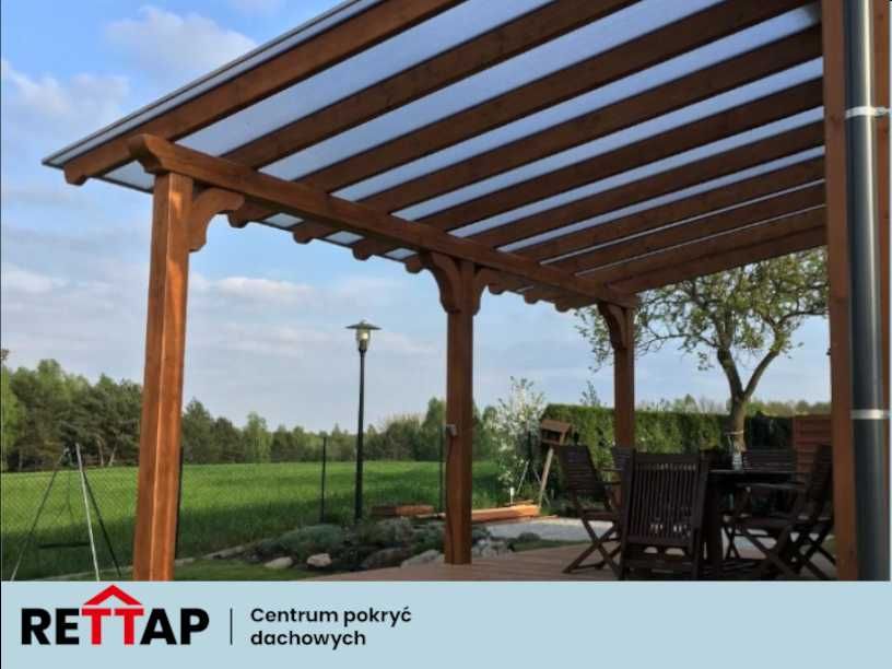 Zestaw do zadaszenia tarasu 6,3m x 3m 16mm poliwęglan (wersja PREMIUM)