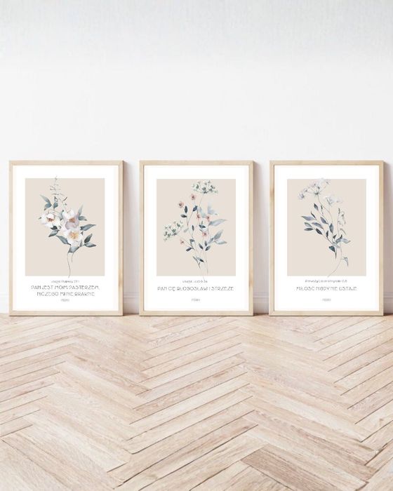 Plakat Botaniczny Zestaw 3 x 30x40cm