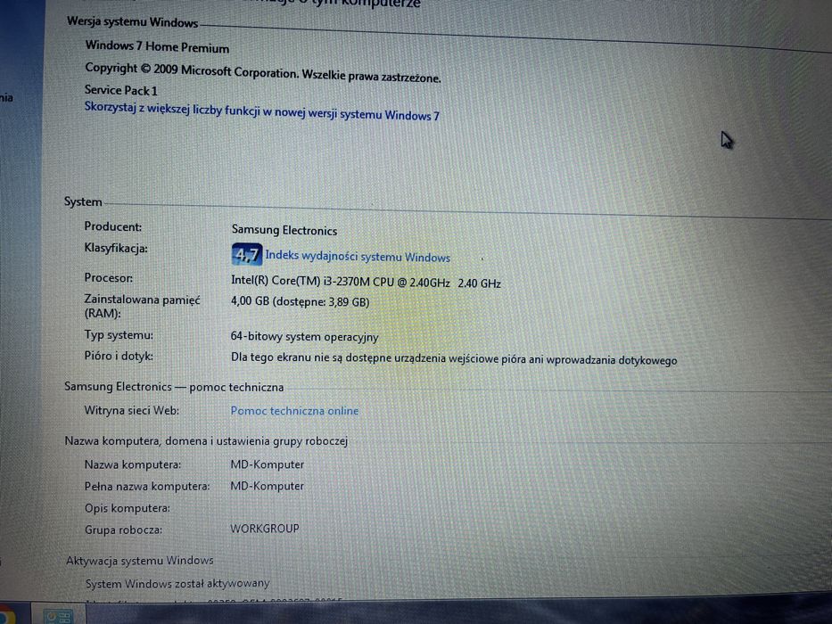 Laptop samsung NP350V5C używany