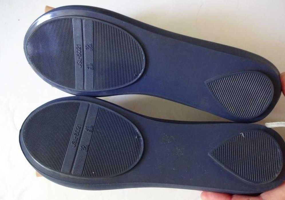 Baleriny Granatowe Z Kokardą Dużą Łososiową - Markowe Meliski 40/41