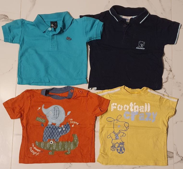 Zestaw ciuchów dla chłopca 74 cm koszulki bluzki spodnie kurtka czapki