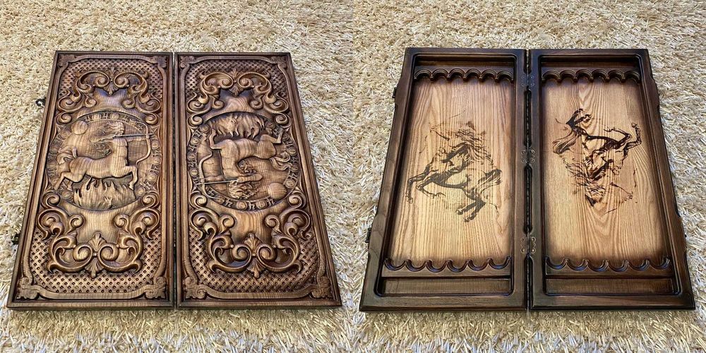 Подарочные наборы игровых шахмат и нард из натурального дерева