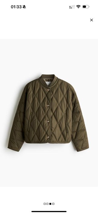 Стьобана куртка бомбер hm  , нова з оф сайту колір оливковий