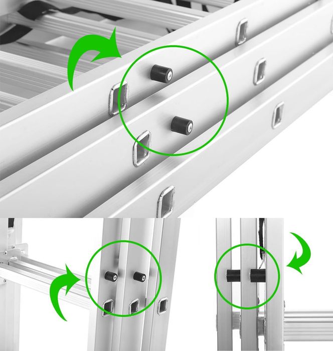 HIT! Drabina Aluminiowa 3x10 (7,55m) do 150 kg + Hak i Torba!