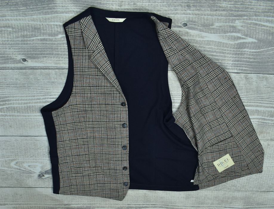 Digel Casual Elegancka Kamizelka W Kratkę Garniturowa 52