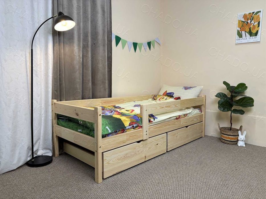 Дитяче ліжко з Матрацом з Матрацом 80x200 натуральне дерево, кровать