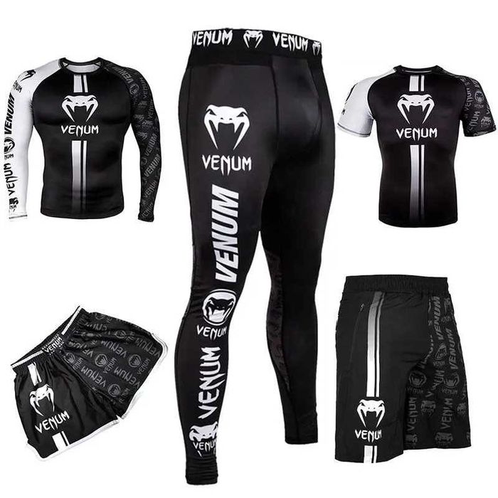 Комплект Дорослий і Дитячий Venum Logos White рашгард, футболка, шорти