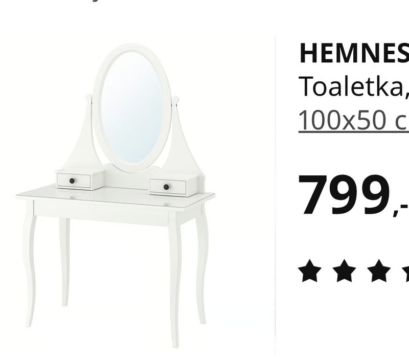 Toaletka Ikea Hemnes z lustrem