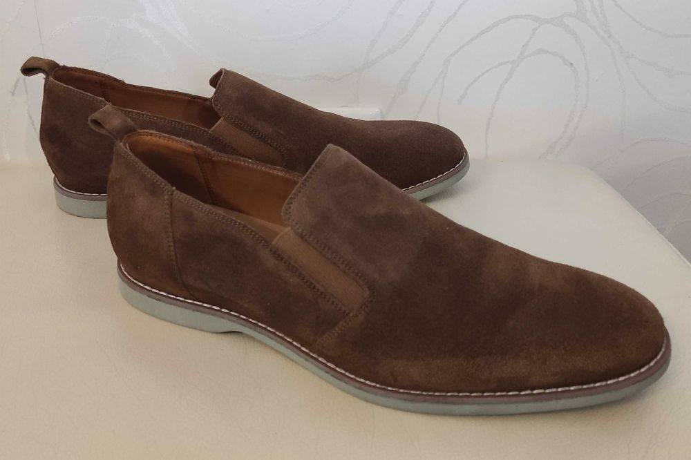 Półbuty wsuwane Gino Rossi brązowe Camel 43 skóra naturalna zamszowa