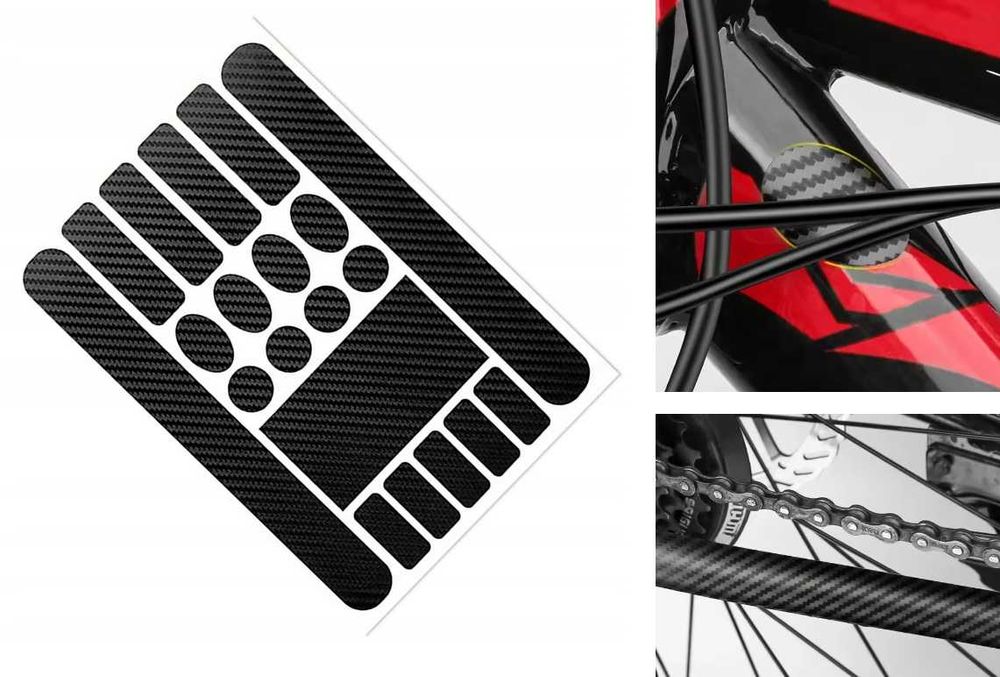 Zestaw 20 naklejek ochrona ramy rower CARBON Folia ochronna *Wejherowo