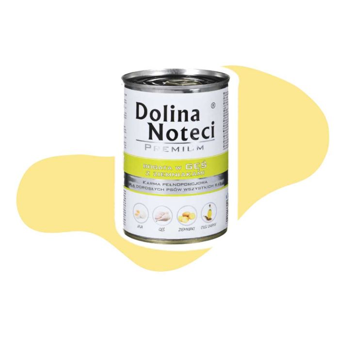Dolina Noteci Premium Bogata w gęś z ziemniakami 12x400g Gęś pełnoporcjowa karma dla dorosłych psów wszystkich ras