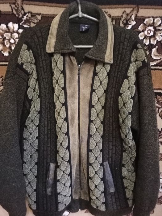 Мужская вязаная куртка большого размера