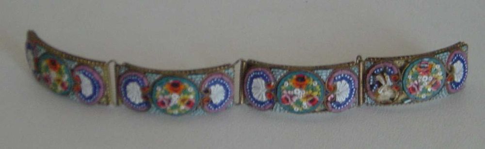 RARA! INVULGAR! Pulseira Antiga feita à mão em micromosaico italiano
