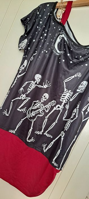 Bluzka, Tunika Kościotrup, Czachy XXL czarna lycra