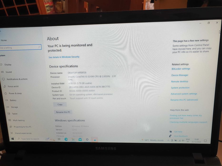 Samsung laptop usado