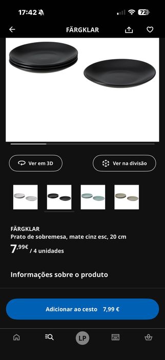 Pratos cinzento ikea 31 unidades