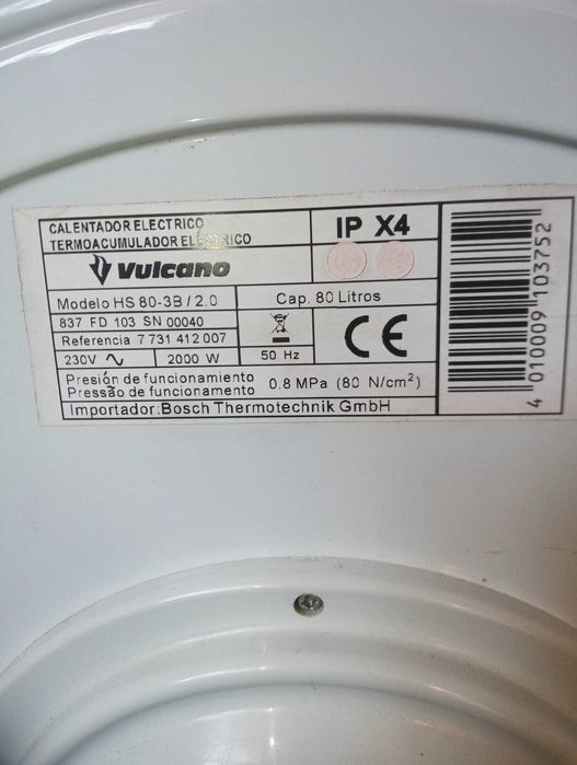 Termoacumulador 80L Vulcano