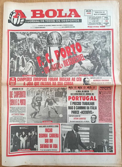 F.C.Porto - vencedor Taça Intercontinental 2-1 ao Penarol - dezembro 1987