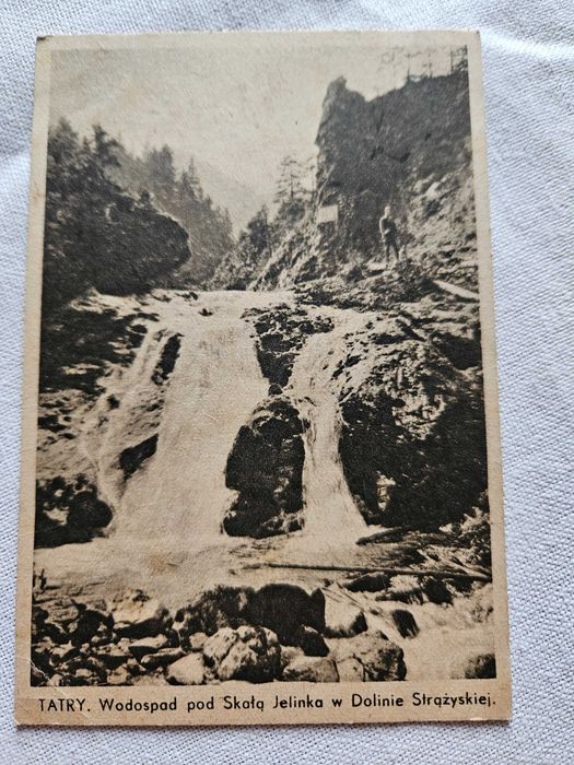 Stara pocztówka 1947 r Tatry. Wodospad pod Skałą Jelinka